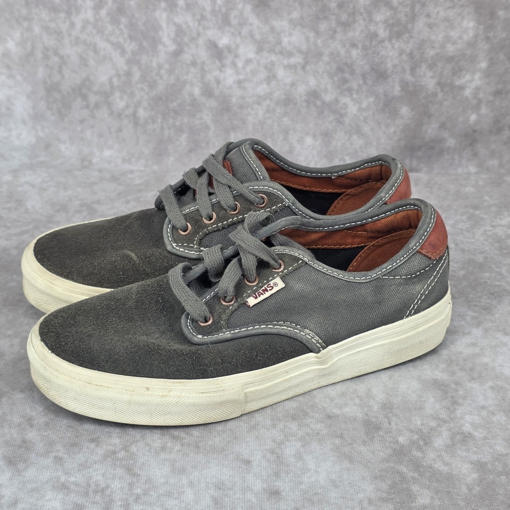 Vans Chima Ferguson Pro Light Grey Suede Low Top Kids Lace Up Shoes Size 2.5